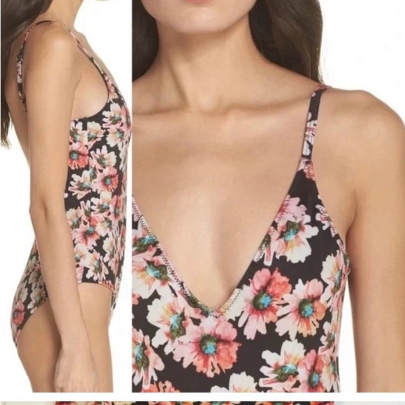 NWOT Nordstrom Leith floral print one piece bathing swim suit flower - Picture 2 of 8